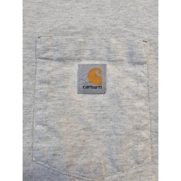 Carhartt Mens Long Sleeve Henley T Shirt Pocket Gray Size L Cotton Blend - Picture 2 of 6